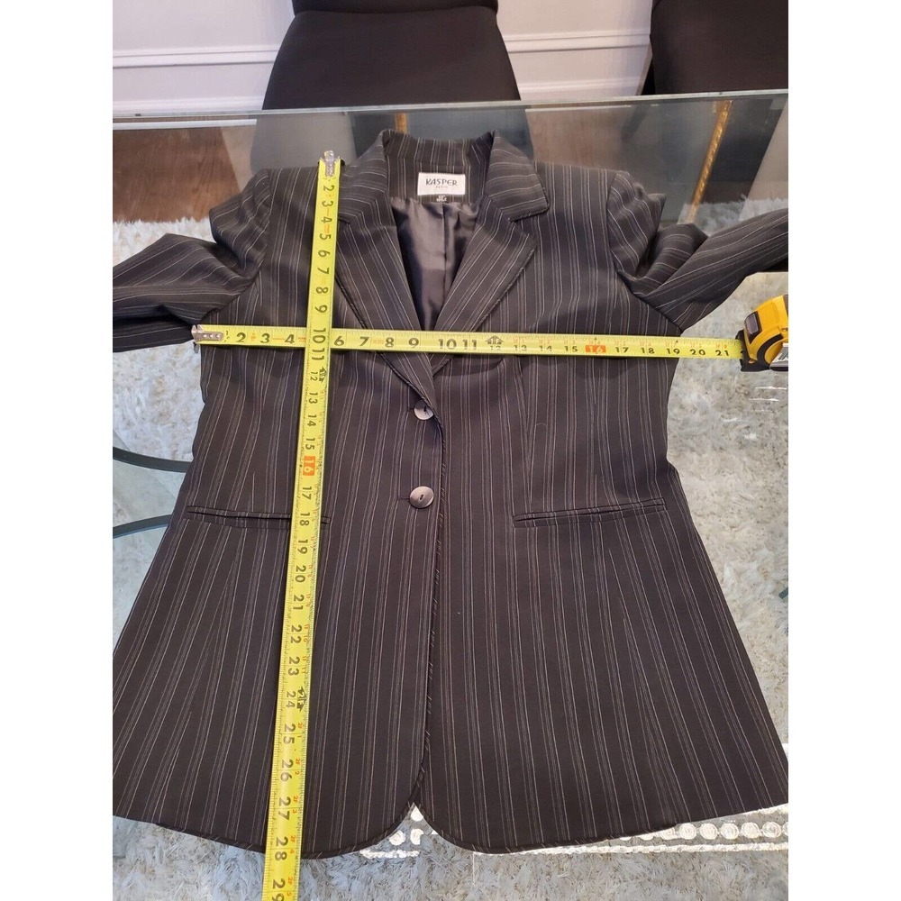 Kasper Women Black Polyester Single Breasted Blazer & Pant 2 Pc's Suit Size 10P - Picture 14 of 16